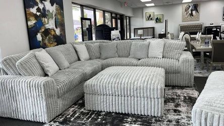 Luxurious Plush Corduroy Stupendous Sectional available in Multiple Configurations Available  