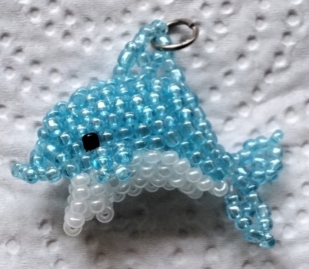 3D Beaded Dolphin Charm / Jewelry Making Destash
