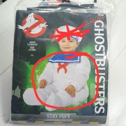 Ghostbusters Stay Puft Marshmallow Man One Piece costume baby 3-6 months READ