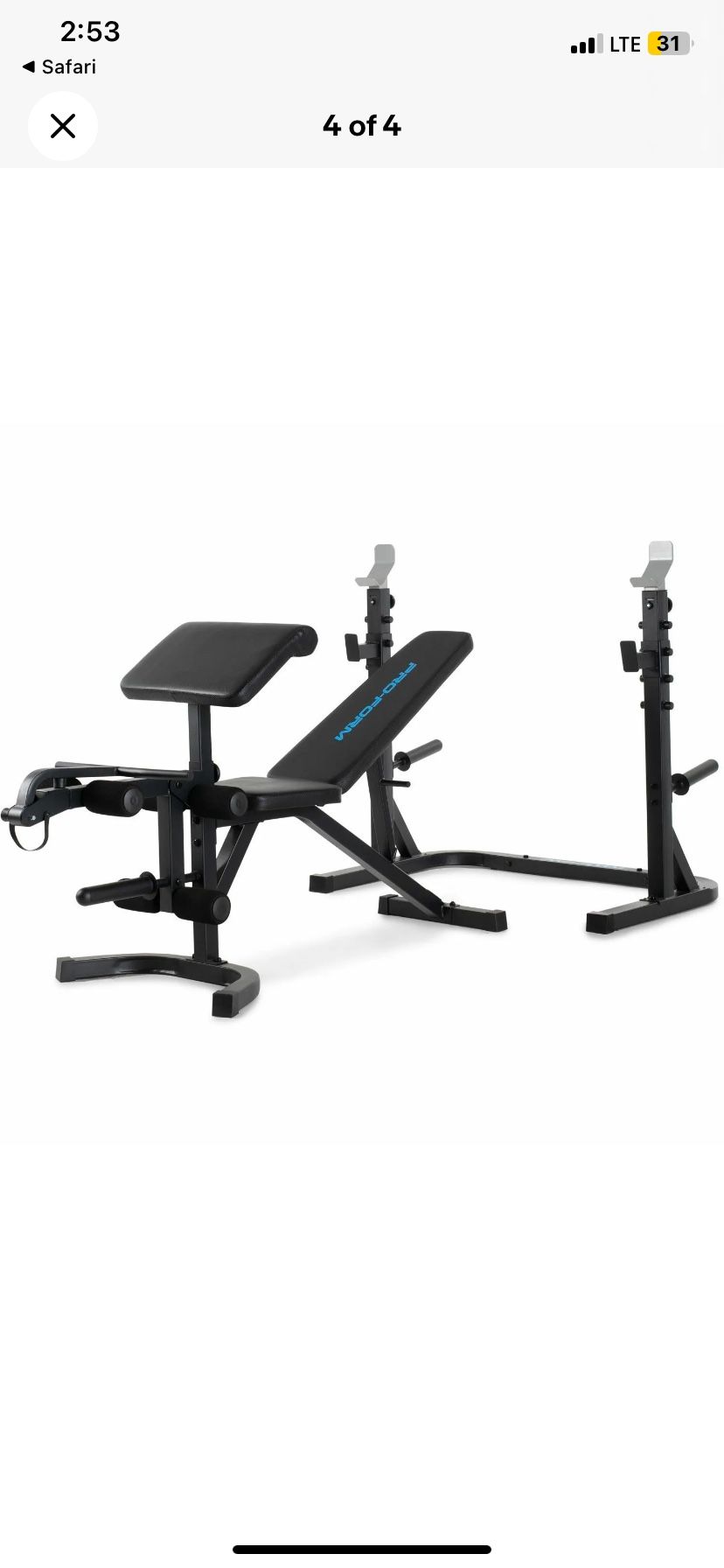 Pro-Form Multi-station Sport Olympic Rack and Weight Bench, Olympic Bar & Olympic Curl Bar 