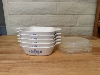 Corning Ware Blue Cornflower Mini 1 3/4 Quart Casserole Dishes Set of 5