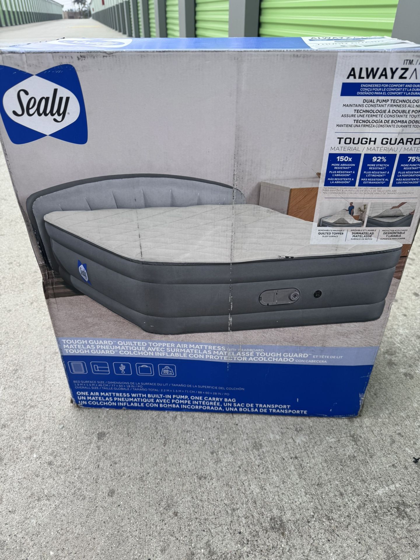 Sealy tough guard quilted topper air mattress,queen