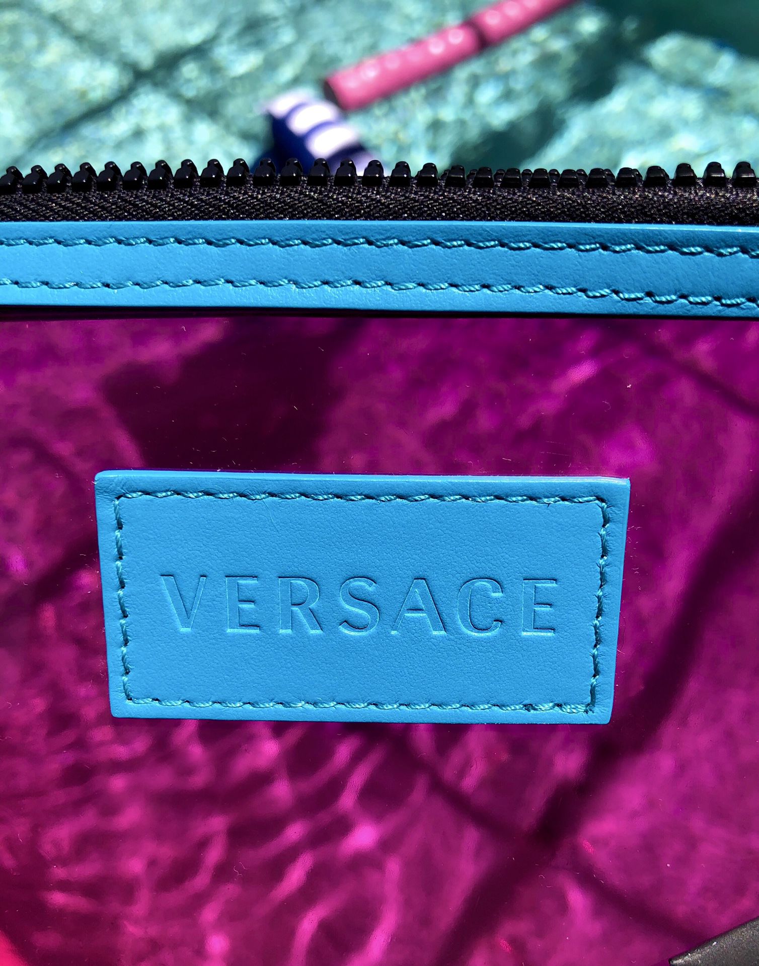 Versace Transparent Pink Logo Backpack