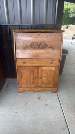 Solid Oak Secretary Desk with Optional Matching Hutch