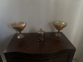 Carnival Glass Set- Amber