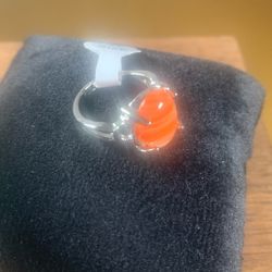 Previous Keepsakes Silver Tone Orange Stone Ring