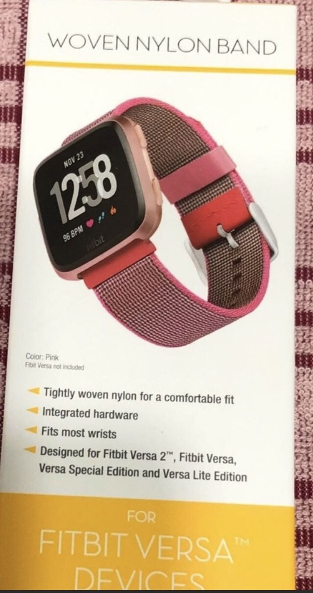 Fitbit Band versa devices woven nylon. Pink