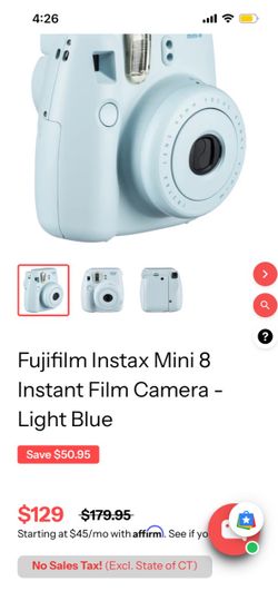 Fujifilm Instax Mini 8 Instant Film Camera - Light Blue
