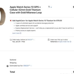 Apple Watch Series 10 42mm, Gold Titanium With Milanese Loop! Cellular Unlocked! Brand New Sealed Unopened Retail Over $800 Asking 675