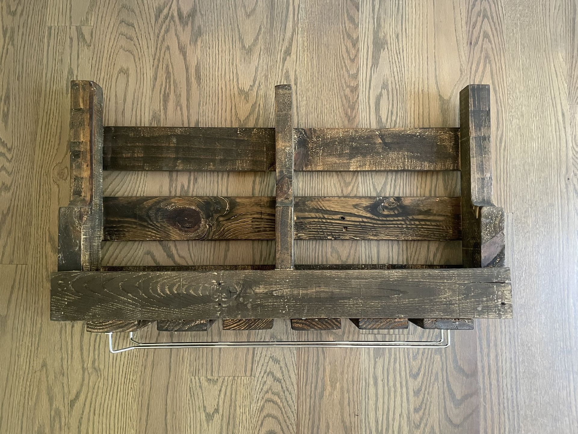 Wall Mounted Wine Rack With Stemmed Glass Shelf