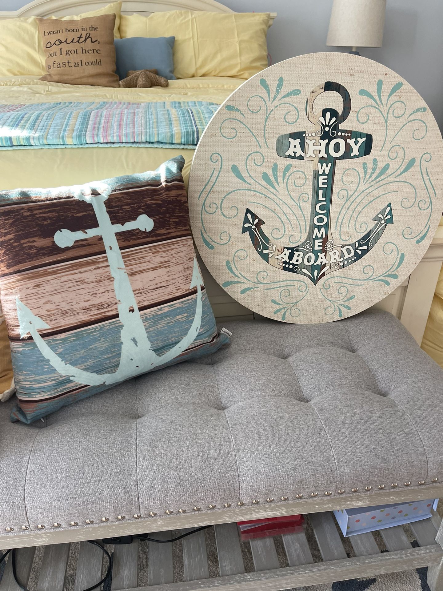 Round Coastal Canvas & Throw Pillow