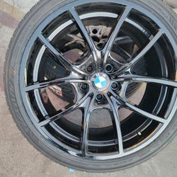 ORIGINAL 20"staggerd BMW 645i 2012-2016 Glossy Black Wheels With New Tires 