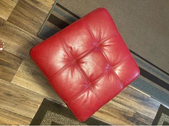 Red ottoman without storage area