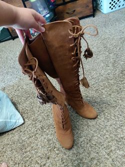 Tan High Heeled Boots