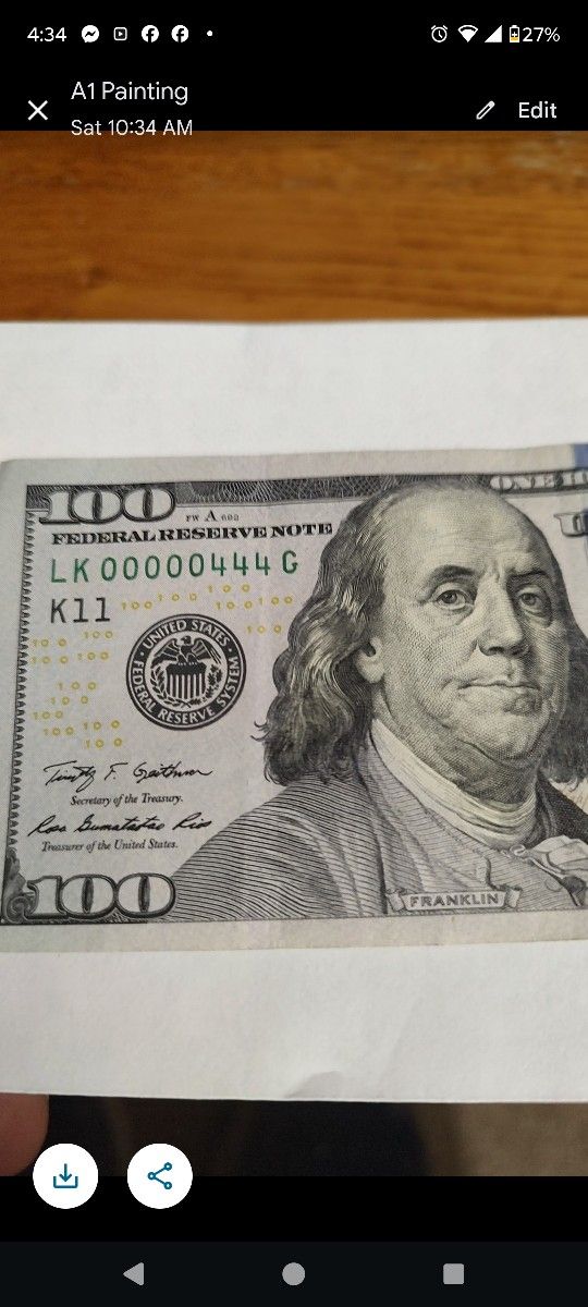 100 Dollar Bill RARE