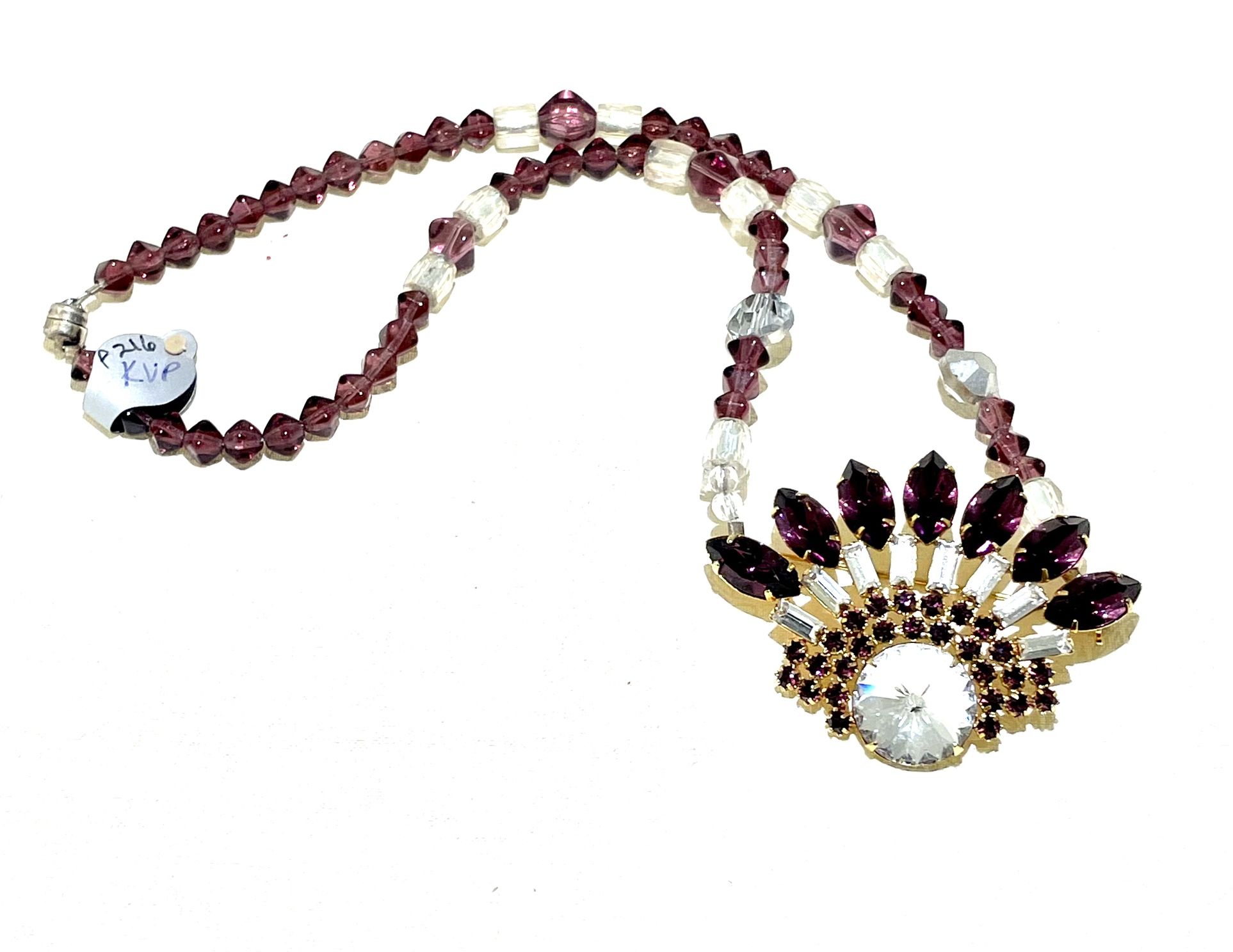 Shimmering Crystal Brooch Necklace 