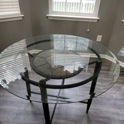 Glass Table With Slate Design 