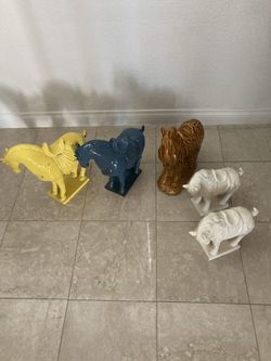 Set of 5 Decorative Ceramic Horse Figurines