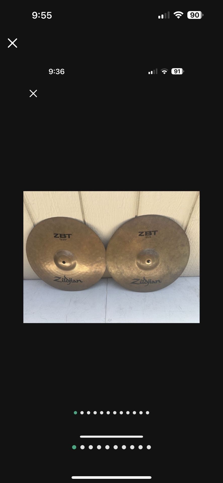 Zildjian ZBT 14" Hi-Hat Cymbals Top Set Of 2 Pair 36 Cm Made In USA Turkish VTG