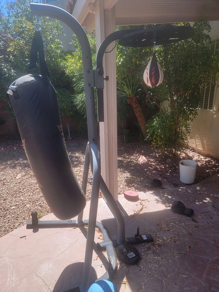 Punching Bag Stand With 100lb Bag And Speed Bag
