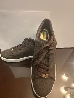 Michael Kors Brown Keaton Lace Up Leather Sneakers