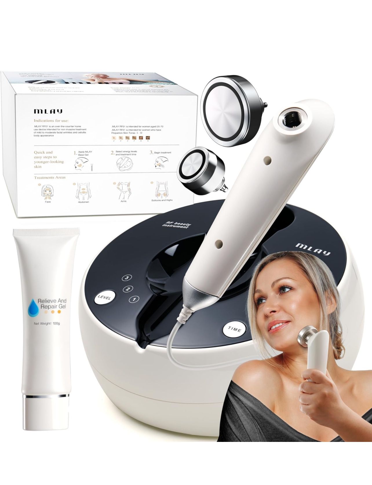 RF Beauty Device | Home RF Lifting | Wrinkle Removal | Anti Aging | Skin Care - Increase Collagen & Absorption - MLAY Professional Radio Frequency Ski