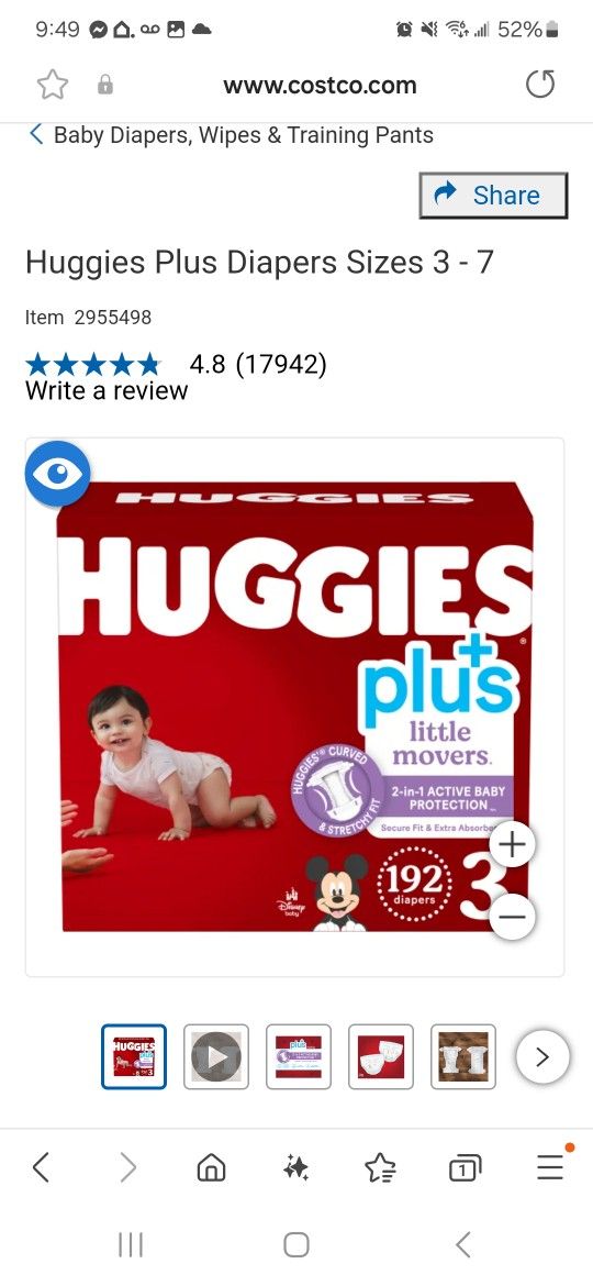 Huggies Diapers Size 3 $45