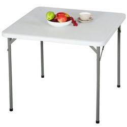 34in(2.8ft) Plastic Square Bi-Folding Table 250LBS Portable Resin Card Table Indoor Outdoor