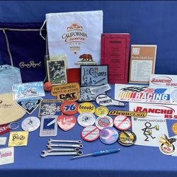 Clean Out Random Vintage Lot Patches, Stickers, Small Tools, Pin Backs Plus More