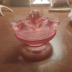 Pink Glass Love Birds