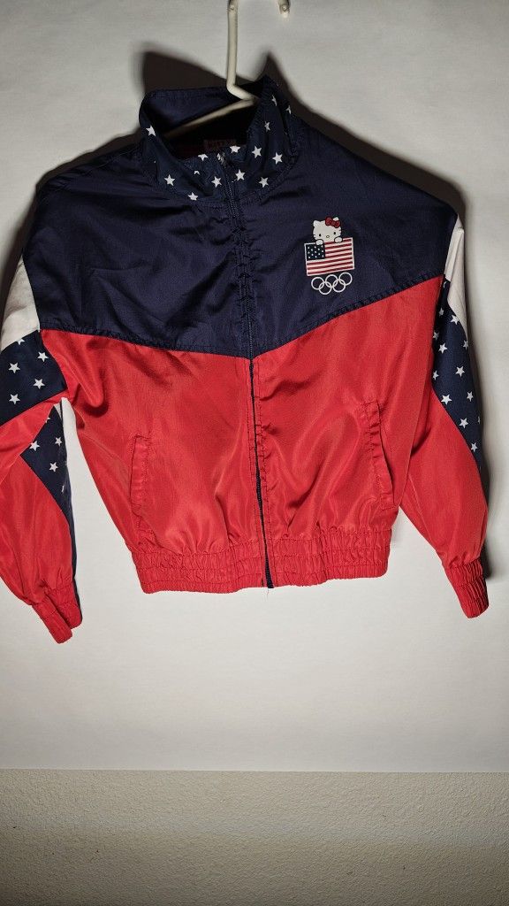 Hello Kitty X Team USA Olympic Girls Youth M 7/8 Windbreaker Track Jacket