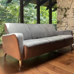 Blue Suede Sofa