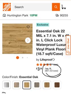 Home Depot Lifeproof luxury vinyl plank flooring  essential oak color