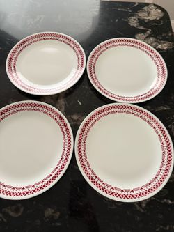 Corning Ware Corelle Red Cordona Dinner Plates Set Of 4