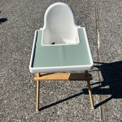 IKEA High Chair With Added Foot Rest, Leg Wraps & Silicone Mat