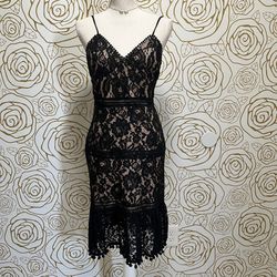 Aqua Black Lace Midi Dress 