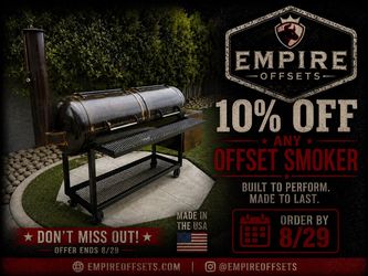 Offset Smoker Sale! 10% off!