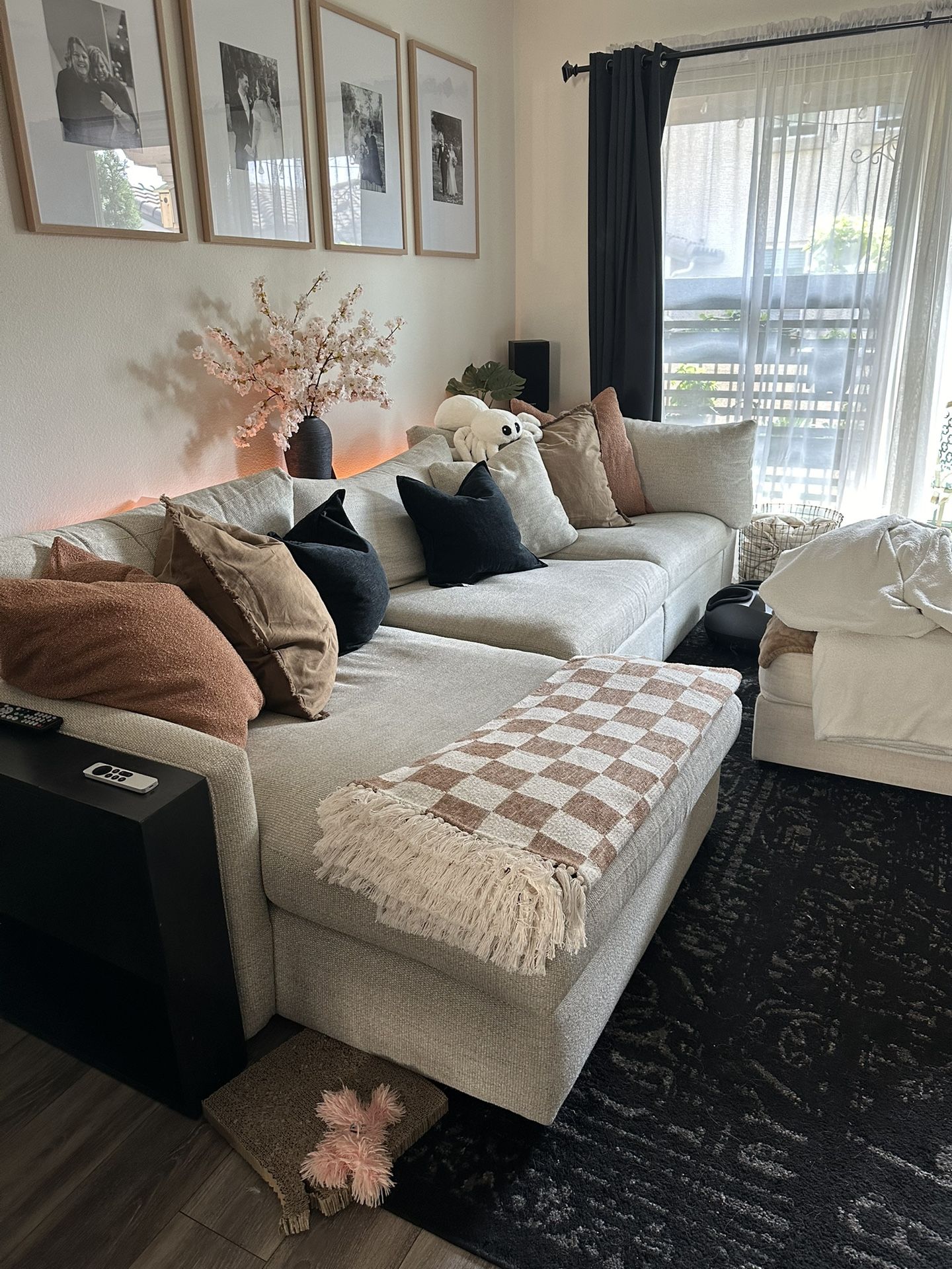 Crate And Barrel Lounge Deep Sectional & Swivel Chair