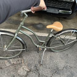 Green and Tan Beach Cruiser Bike