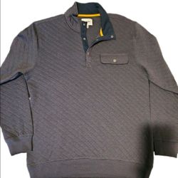 Goodfellow Men THIN Quilted Snap Neck Medium Navy Blue Diamond Texture