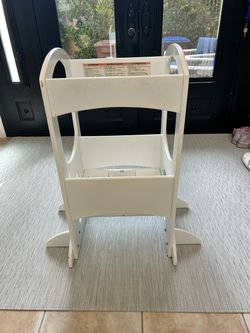 White Wooden Kids Learning Tower Step Stool