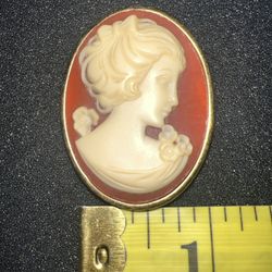 Vintage Trifari Enamel Brooch, Face Profile Bust Design