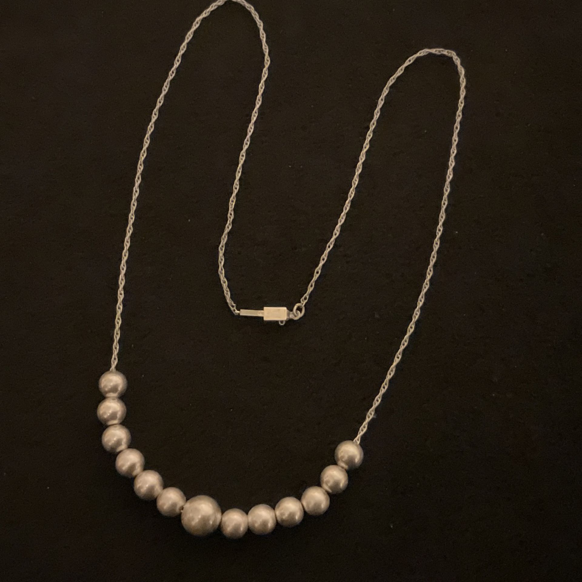 17” Vintage Sterling Silver Necklace With Sterling Silver Beads….