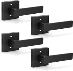 KNOBWELL Dummy Door Handles 4 Pack, Interior Door Knob, Heavy Duty 0.93 lb Non-Turning Right/Left Square Door Handle Levers