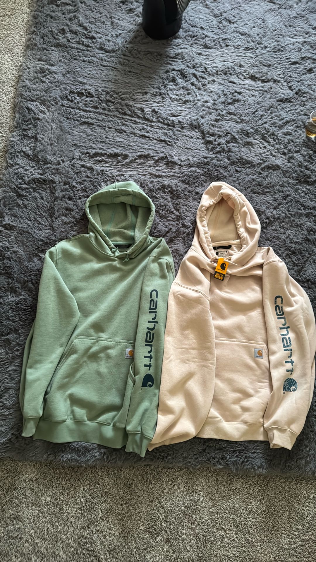 2 New Carhartt Loose Fit Midweight Logo Sleeve Graphic Sweatshirts