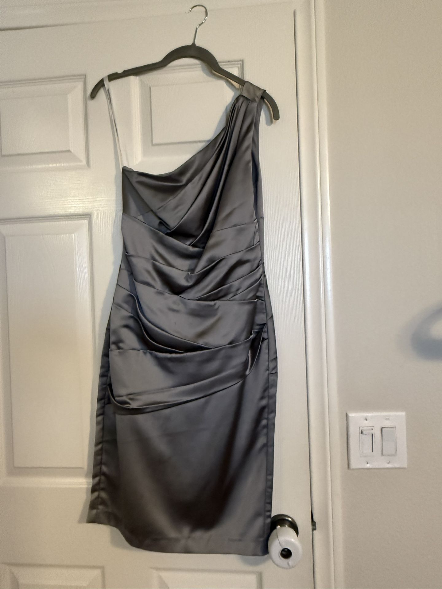 Silver Satin Bridesmaid Dress