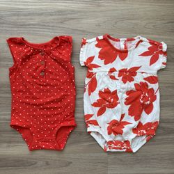 Adorable 2-Piece Baby Romper Set – Red, 9 Months