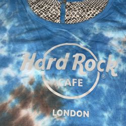 Hard Rock Cafe LONDON Shirt, T cutout back Women M Blue Grey Tie Dye BNWT