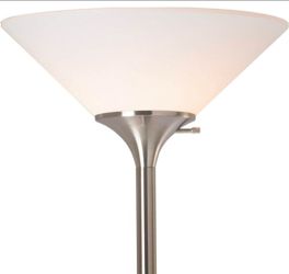 Two of 71-in Brushed Steel Torchiere Floor Lamp, pair