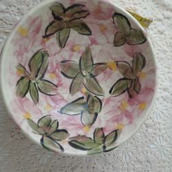 Pottery Vintage Flower Glazed Bowl Dish